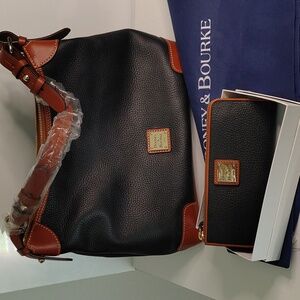 NWT Classic Black And Camel Dooney & Burke Hobo Purse And NWT Matching Wallet